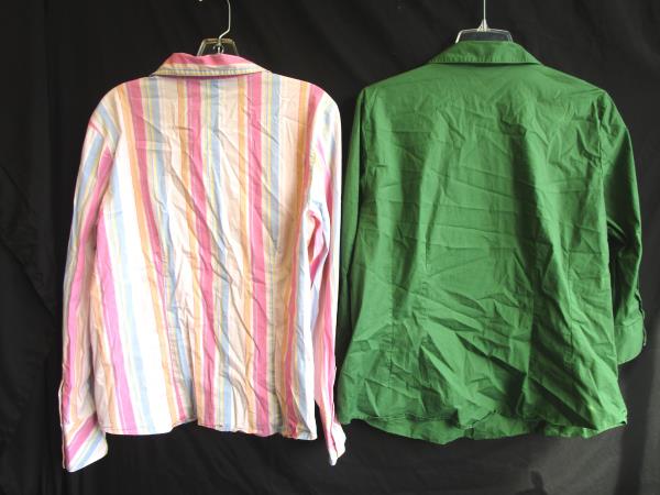 Lot of 2 Women's Button Up By St. John's Bay BillBlass Pink Green Long Sleeve XL