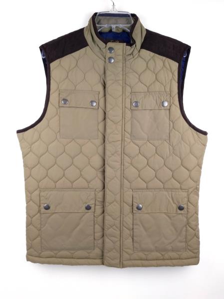 TASSO ELBA Brown Quilted Outerwear Insulated Vest Faux Suede Men's M ~ NWT $110