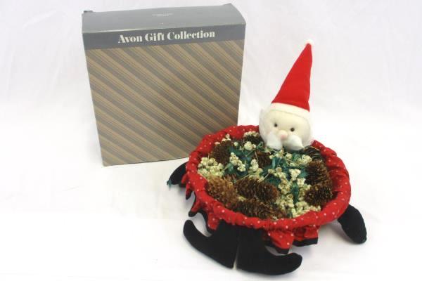 Vintage Avon Basket Gift Collection Santa Claus Bread Candy Snack Original Box