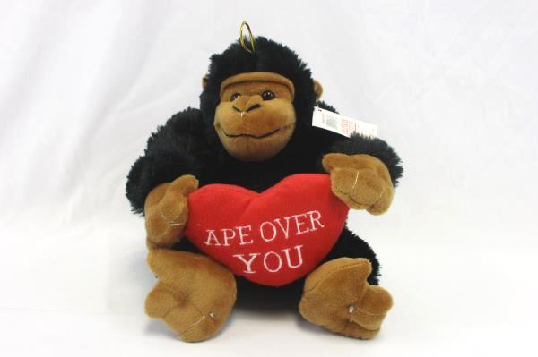 Burton & Burton Ape Over You Valentine Plush Monkey Gorilla Red Heart 8" Gift