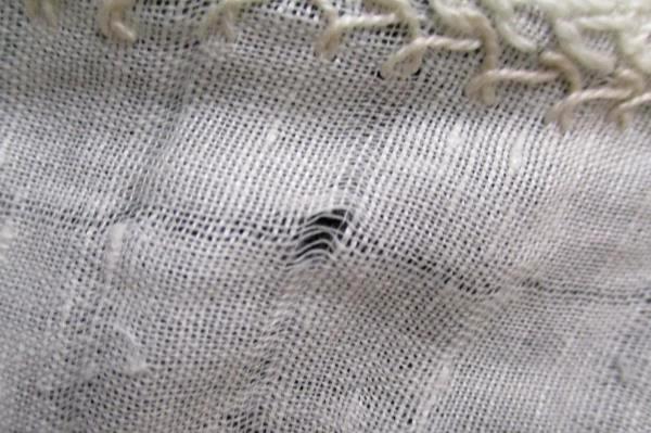 Vintage Table Doily Linen Embroidery Fan Pattern Blue White Pink Handmade
