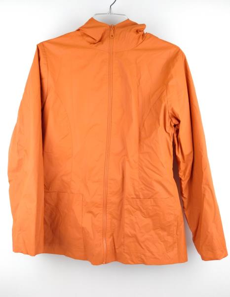 BLANC NOIR Orange PVC Raincoat Waterproof Zip Up Rain Jacket Women's M