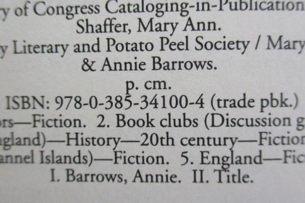 The Guernsey Literary and Potato Peel Pie Society by Shaffer & Barrows 2009 PB