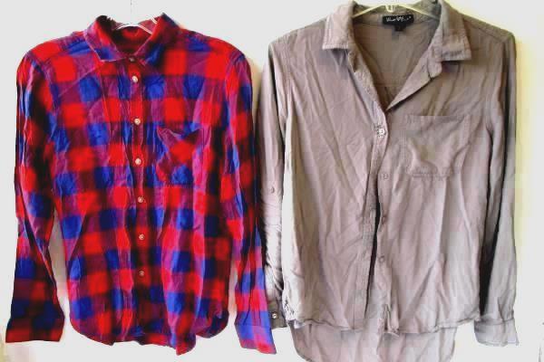 Lot Of Two Women's Casual Button Up Shirts By American Eagle & Velvet Heart Sz S