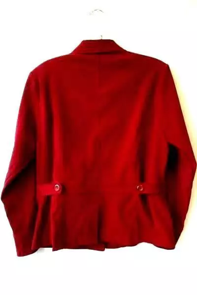 Women's Red Full Button Down Long Sleeve Collar Blazer By Notations Size S