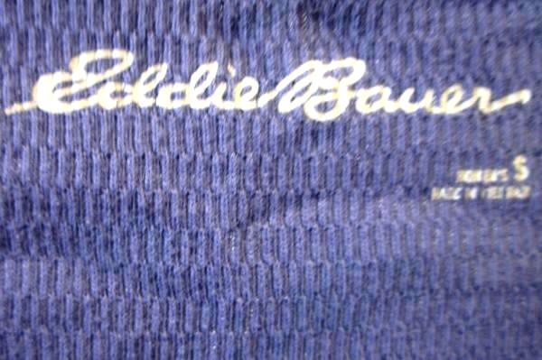 Women's Multicolor Long Sleeve V-Neck Top by Eddie Bauer Size S 100% Cotton
