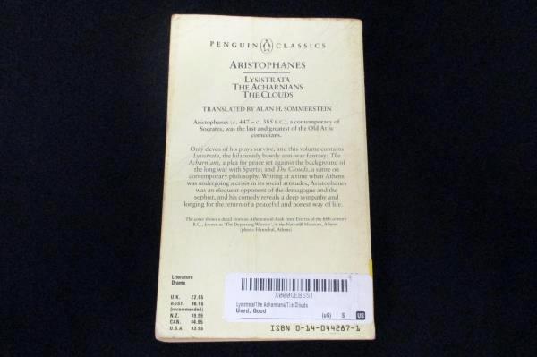Aristophanes: Lysistrata The Acharnians The Clouds Penguin Classics PB 1973/1986