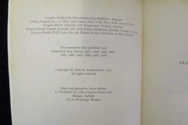 Aristophanes: Lysistrata The Acharnians The Clouds Penguin Classics PB 1973/1986