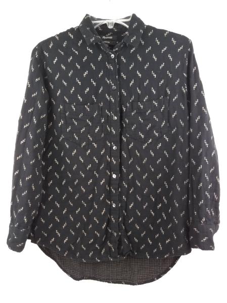 MADEWELL Black / Gold Ikat Print Oversized Ex-Boyfriend Shirt #G1066 ~ Sz XS