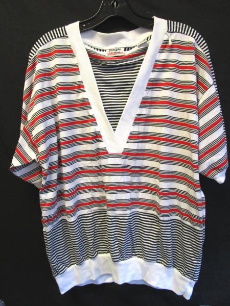 Lot of 2 T-Shirts By Simple Addiction Green White Red Stripes Women's Sz XL