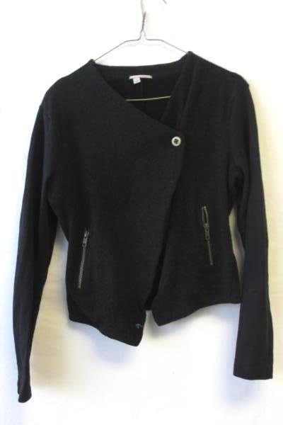 Sweater by Halogen Black Long Sleeves Zipper Pockets Button Women's Size S