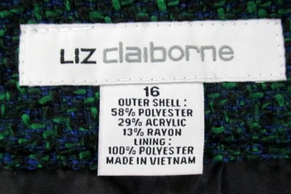 Liz Claiborne Women's Front Slit Skirt Business/Office Green & Blue Speckle 16