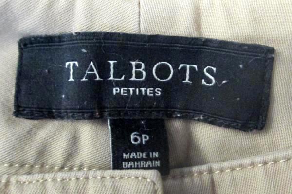 Women's Beige Pants By Talbots Size 6P Cuffed legs Pockets Belt Loops