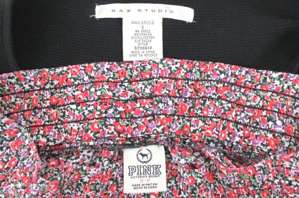 Lot 2 Women Skirts Fun High Waist Pink Max Studio Black Floral Back to School S