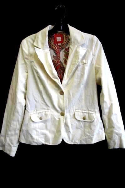 Women's Cream & Multi-Colored Blazer by Old Navy Size S Floral Paisley Lining
