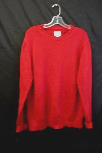 Men's Sweater Red by St John's Bay Size L 100% Cotton Crew Neck Folded Cuffs