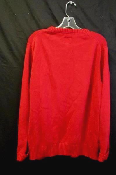 Men's Sweater Red by St John's Bay Size L 100% Cotton Crew Neck Folded Cuffs