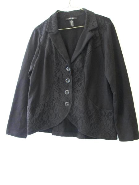 Style&Co Petite Women's Blazer Black Size PL Long Sleeve Lace 1/2 Button Up