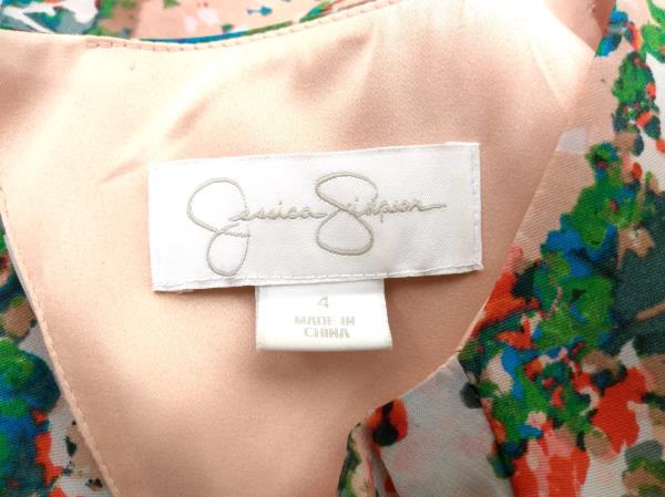 JESSICA SIMPSON Blush Pink Floral Print Back Cutout Dress Career Pleated Sz 4