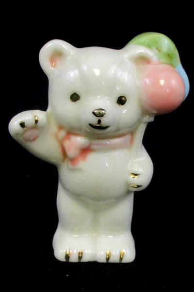 Vintage Lot of 2 Baby Decor Hand Painted Porcelain Baby Shoe Teddy Bear Balloons