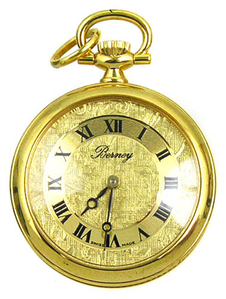 BERNEY Swiss Mini Pocket PENDANT WATCH Gold Overlay