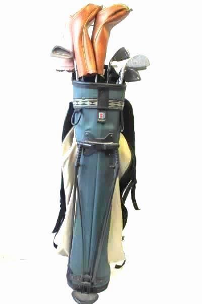 Lot of 11 Assorted Golf Clubs with Green And Black Golf Bag By Bennington