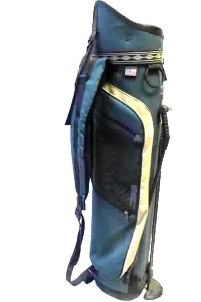Lot of 11 Assorted Golf Clubs with Green And Black Golf Bag By Bennington