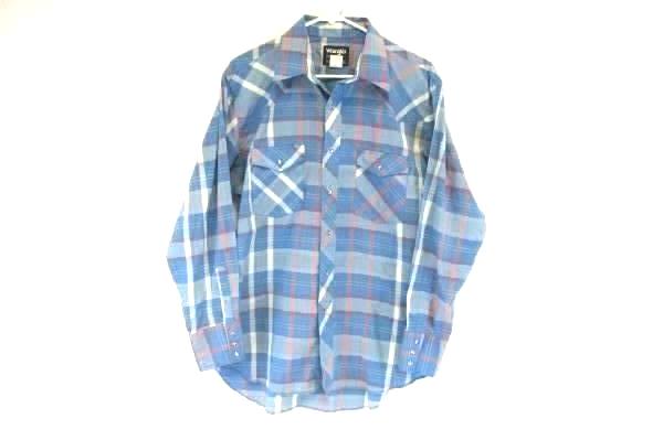 Men's Wrangler Long Sleeve Button Shirt Plaid X-Long Tails 16 1/2 - 34