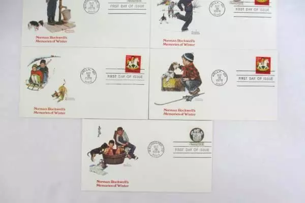 Set Of 5 Norman Rockwell Designed FDI Memories Of Winter Fleetwood 1978
