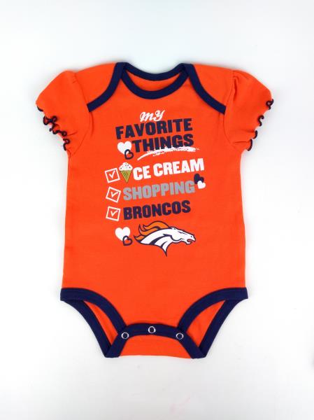 NFL TEAM APPAREL BRONCOS One Piece Bodysuit 2-pk Orange & Pink 6-9 Months