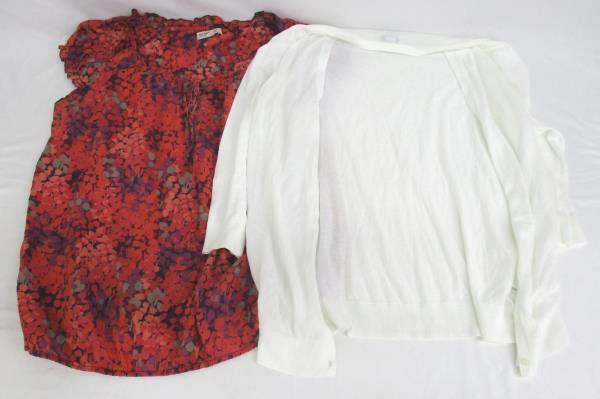 Lot of 2 Cardigan & Blouse By Old Navy White Multi Colored Floral Women's Size L