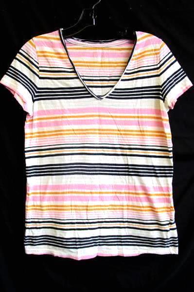 Women's Multi-Colored Short Sleeve Striped Top By Merona Size S 100% Cotton