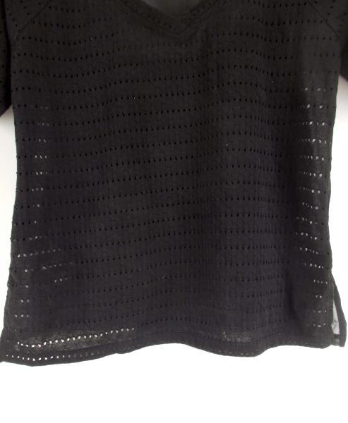BCBGENERATION Sporty Sheer Back Blouse Black Eyelet Shirt Womens Size XXS