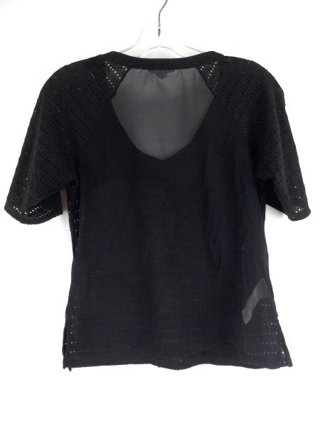 BCBGENERATION Sporty Sheer Back Blouse Black Eyelet Shirt Womens Size XXS