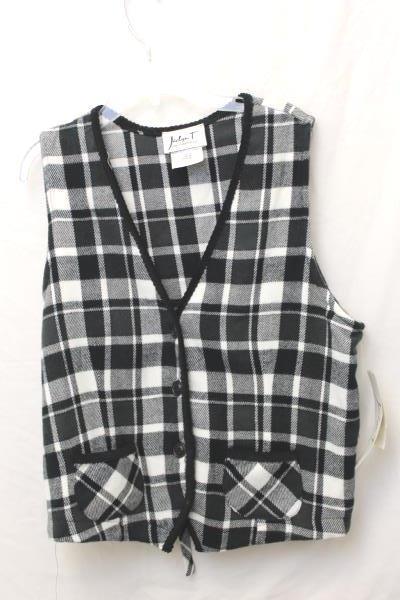 Women's Jadyn T 3 Piece Black White Flannel Cotton Plaid Checker Size Medium