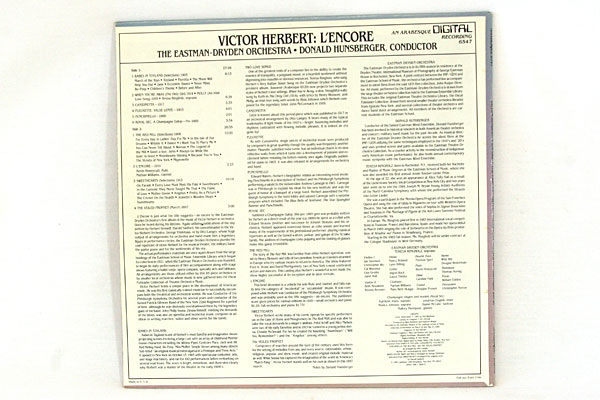 1985 VICTOR HERBERT: L'ENCORE The Eastman Orchestra 33.33 LP