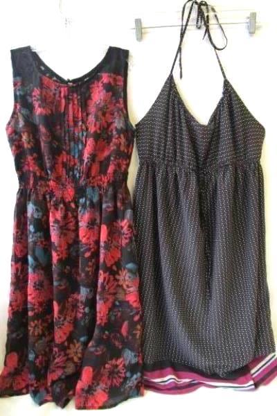 Lot of 2 Romy & Old Navy Multicolor Lace Floral Stretch Polka Dots Dresses Sz S