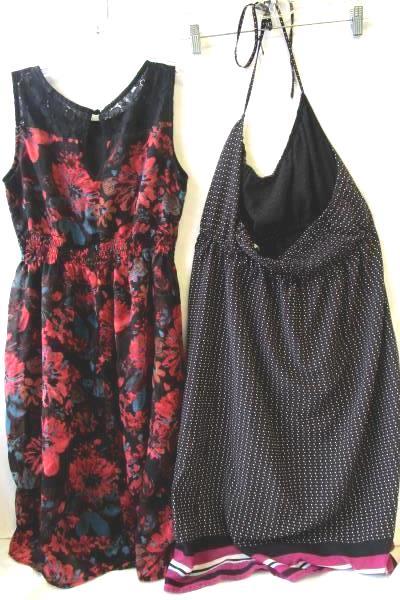 Lot of 2 Romy & Old Navy Multicolor Lace Floral Stretch Polka Dots Dresses Sz S