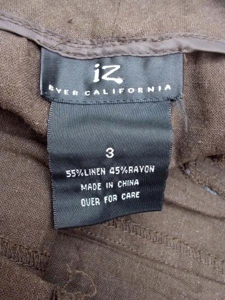 IZ Brown Linen Blend Capri Pants Women's Size 3 ~ EUC