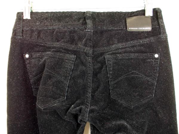 ARMANI EXCHANGE Black Corduroy Skinny Pants Silver Glitter Shimmer Women's Sz 2