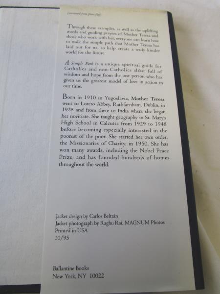 Mother Teresa: A Simple Path By Lucinda Vardey, Ballantine Books N.Y