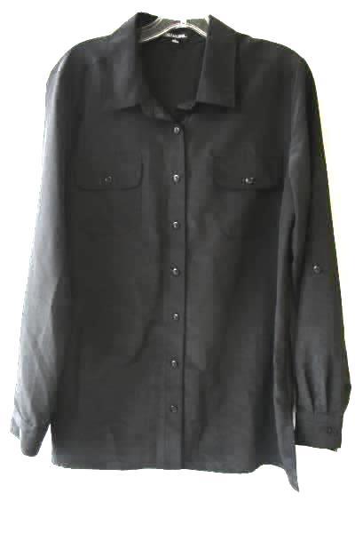 Mens Black Formal Button Up Dress Shirt By Notations Size Large Long Sleeve