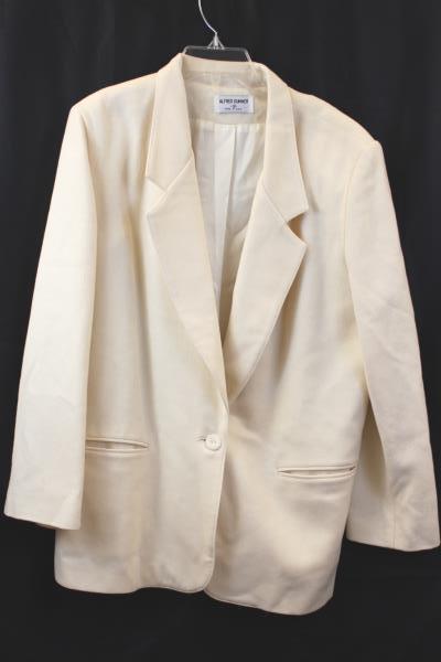 Alfred Dunner Skirt Suit Set Blazer Jacket Cream Women's Sz 12 100% Virgin Wool