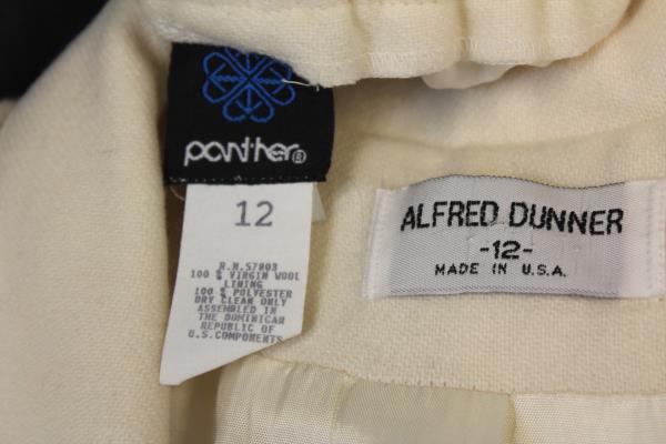 Alfred Dunner Skirt Suit Set Blazer Jacket Cream Women's Sz 12 100% Virgin Wool