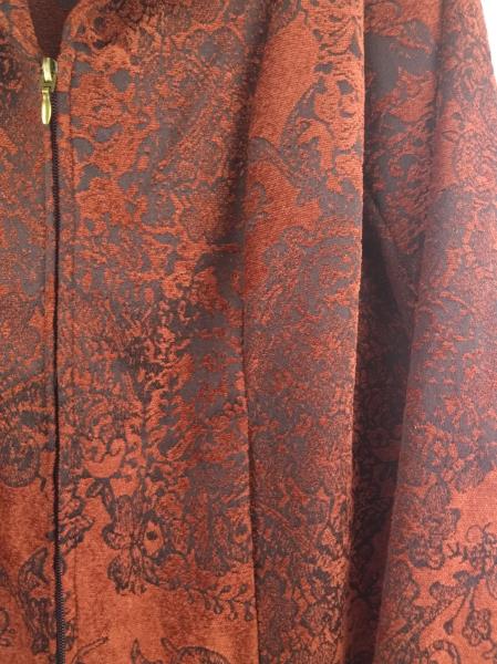 CHRISTOPHER & BANKS Burnt Red Burnout Velvet Zip Up Career Blazer Jacket MEDIUM