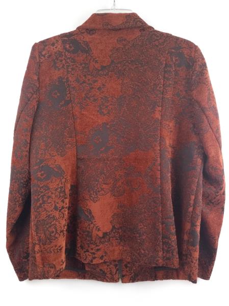 CHRISTOPHER & BANKS Burnt Red Burnout Velvet Zip Up Career Blazer Jacket MEDIUM