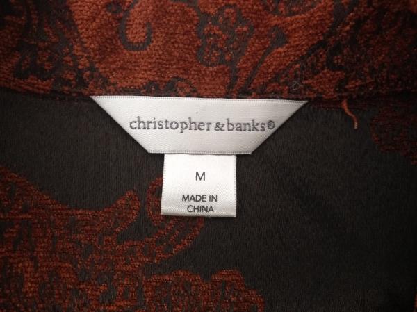 CHRISTOPHER & BANKS Burnt Red Burnout Velvet Zip Up Career Blazer Jacket MEDIUM