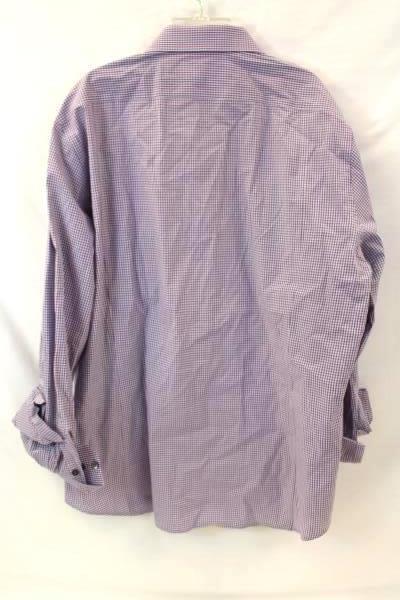Men's Button Up Shirt By Express Long Sleeve White Purple Plaid Size XL
