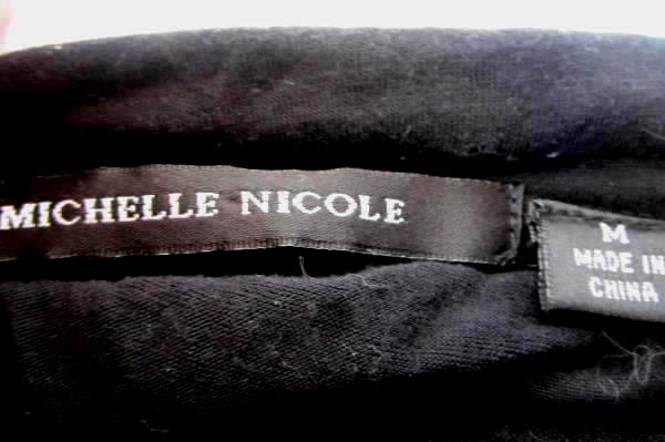 Women's Blouse Black By Michelle Nicole Size M Gold and Clear Beaded Neckline