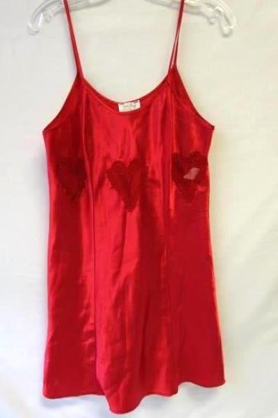 Women's Red Adult NightGown By Cinema Etoile Sz M 100% Polyester Spaghetti Strap